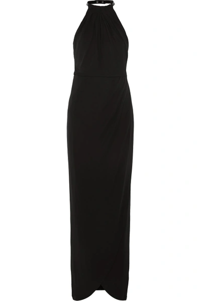 Karl Lagerfeld Iva Faux Leather-trimmed Jersey-crepe Maxi Dress | ModeSens