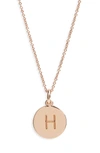 Kate Spade Rose Gold-tone Initial Disc Pendant Necklace, 18" + 2 1/2" Extender In H/ Rose Gold