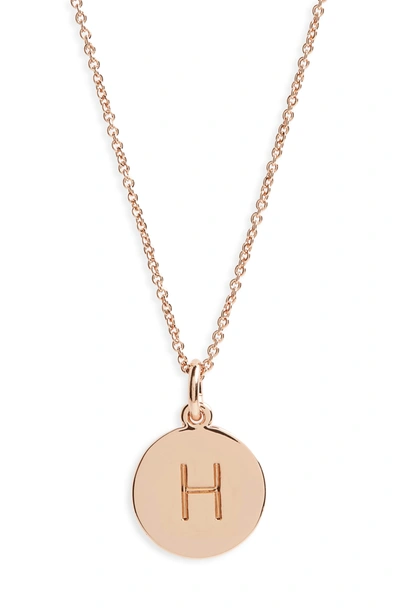 Kate Spade Rose Gold-tone Initial Disc Pendant Necklace, 18" + 2 1/2" Extender In H/ Rose Gold