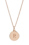 Kate Spade Rose Gold-tone Initial Disc Pendant Necklace, 18" + 2 1/2" Extender In R/ Rose Gold