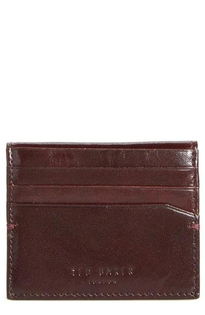 Ted Baker Brights Colored Interior Card Case In Dark Red