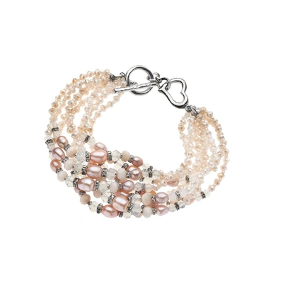 Ottaviani Bracelet With Pearls And Rhinestones In Neutral