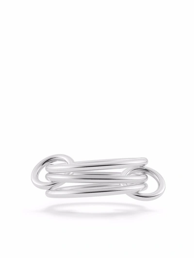 Spinelli Kilcollin Sterling Silver Solarium 3-link Ring In White Gold