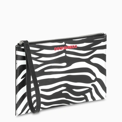 Dsquared2 Zebra-print Leather Pouch