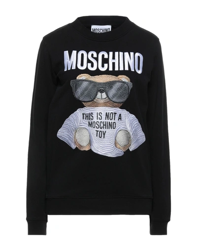 Moschino Embroidered French Cotton-terry Sweatshirt In Black