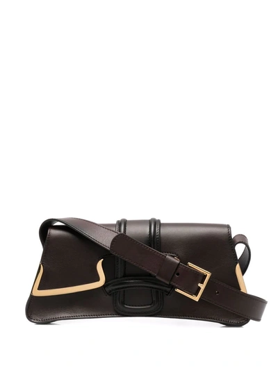 Alberta Ferretti Pocket Detail Shoulder Bag In Braun