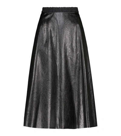 Moncler Faux Leather Midi Skirt In Black