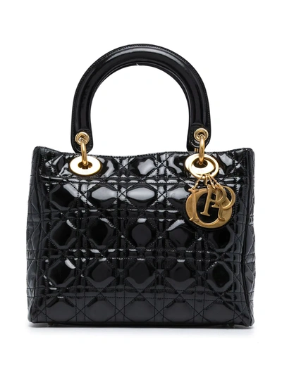 Pre-owned Dior Mini Cannage Lady  Bag In Black