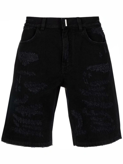 Givenchy Distressed Denim Shorts In Black