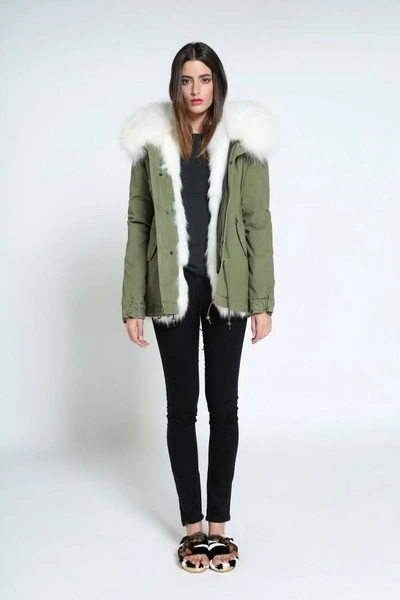 Mr & Mrs Italy Mp014sc2 - Army Cotton Canvas Parka With Fox Fur