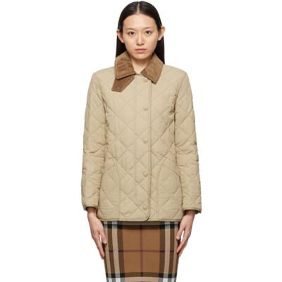 Burberry Beige Diamond Quilted Barn Jacket In Multi-colored