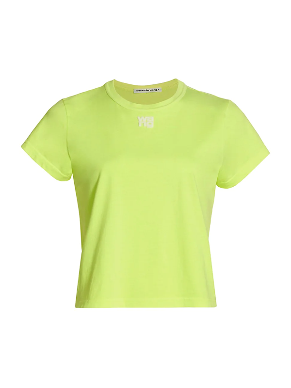 Alexander Wang T Structured Jersey Wang Logo Shrunken Tee In Neon Alexander Wang T Structured Jersey Wang Logo Shrunken Tee In Neon