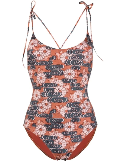 Ulla Johnson Adhara Floral-print Swimsuit In Rot