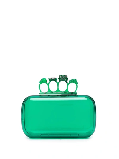 Alexander Mcqueen Four Ring Skull Green Handbag
