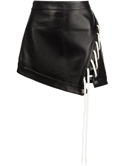 Monse Lace-up Leather Mini Skirt In Black