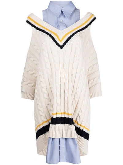 Monse Oversized Layered Merino Wool And Cotton-blend Mini Dress In Ivory