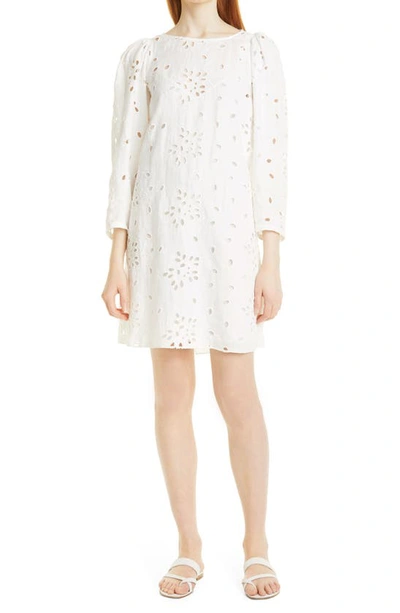 Rebecca Taylor Sarah Linen Eyelet Open Back Shift Dress In Gardenia |  ModeSens