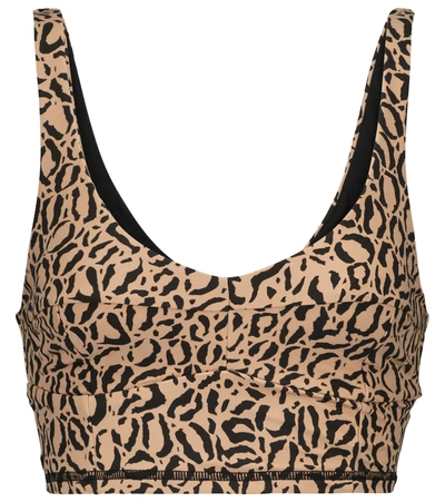 The Upside Candice Cropped Cutout Leopard-print Stretch Top In Multicolour