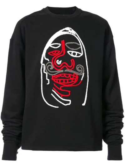 Haculla Face-embroidered Cotton Sweatshirt In Black