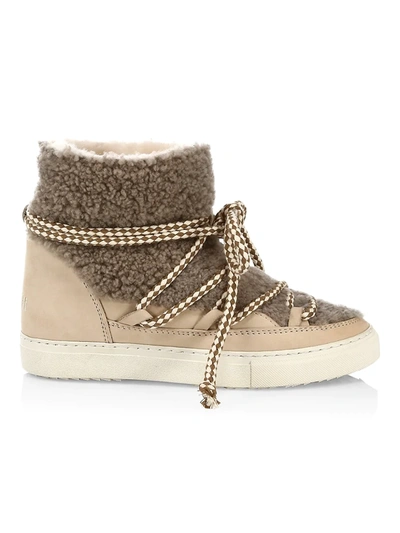 Inuikii Curly Shearling Sneaker Boots In Taupe