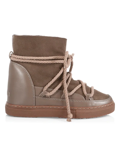 Inuikii Classic Leather Wedge Sneaker Boots In Taupe