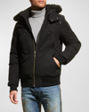 Moose Knuckles Ballistic Relaxed-fit Cotton-blend-down Bomber Jacket In Black  