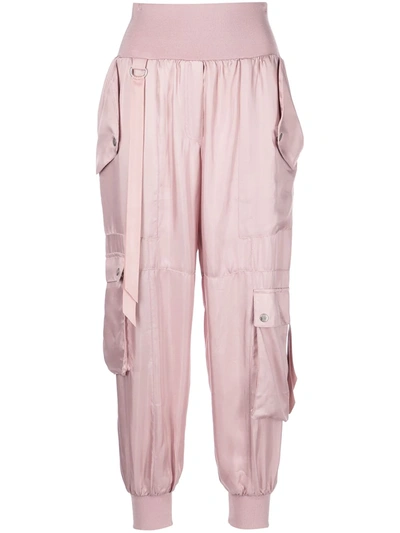 Cinq À Sept Harmony Satin Cargo Jogger Pants In Rose Clay