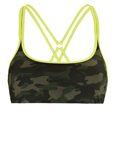 All Access Chorus Camouflage Sports Bra In Olive/army