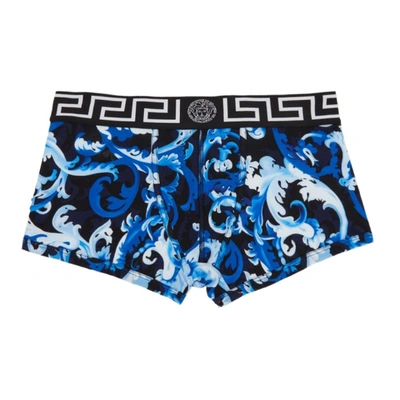 Versace Baroccoflage 印花四角裤 In Blue Navy+print