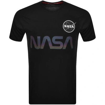 Alpha Industries Mens Black Nasa Brand-print Cotton-jersey T-shirt M