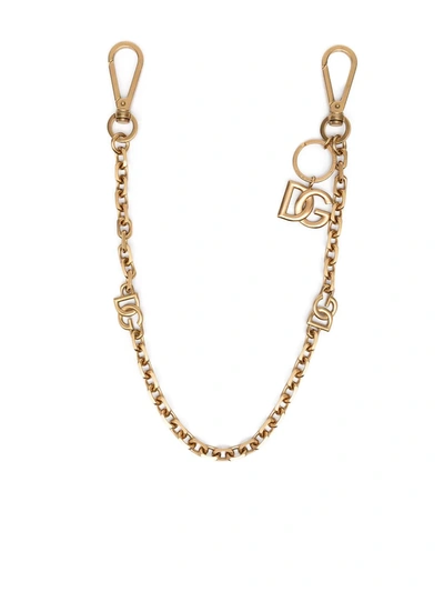 Dolce & Gabbana Logo-charm Chain-link Necklace In Gold
