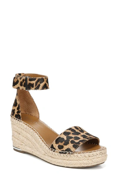 Franco Sarto Clemens 2 Espadrille Wedge Sandals Women's Shoes In Leopard Calf Hair
