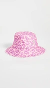 Zimmermann Reversible Frayed Bucket Hat In Purple Leopard Pule
