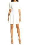Ted Baker Velvey Puff-sleeve Stretch-woven Mini Dress In Ivory