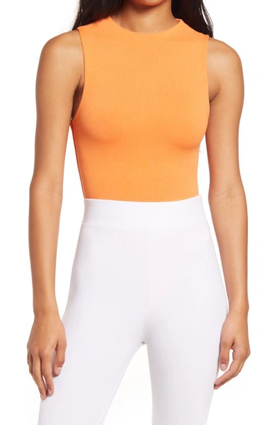 Naked Wardrobe Jersey Sleeveless Bodysuit In Orange Peel