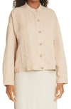 Eileen Fisher Band Collar Jacket In Khaki