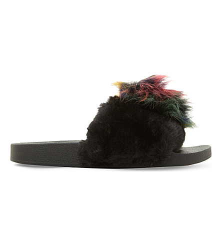 steve madden faux fur slides
