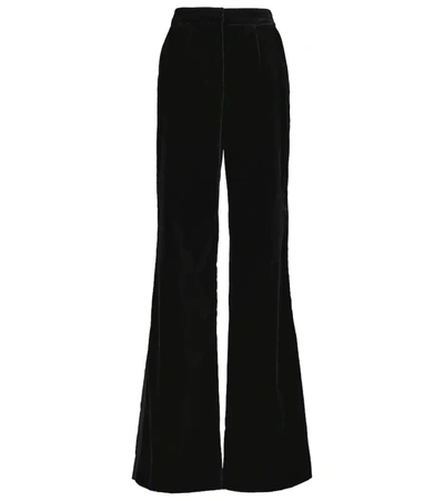 Costarellos Juleen Cotton-velvet Wide-leg Pants In Black