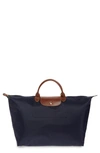 Longchamp 'le Pliage' Overnighter In Navy