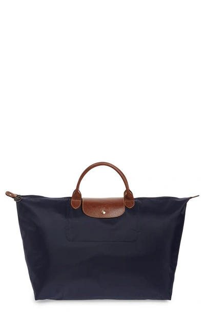 Longchamp 'le Pliage' Overnighter In Navy