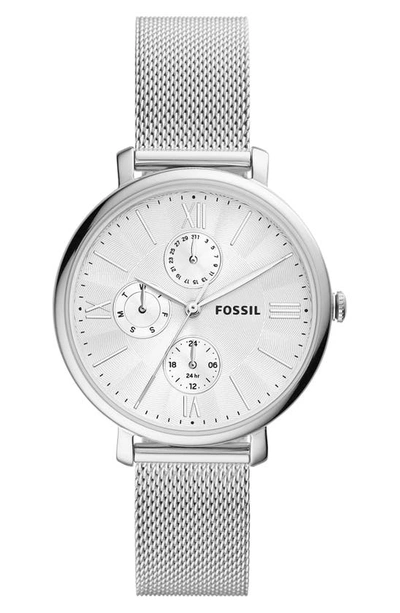 Fossil Jacqueline Chronograph Mesh Strap Watch, 38mm In Stainless Steel
