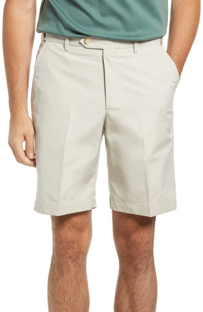 Berle Prime Flat Front Poplin Shorts In Light Tan