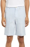 Berle Flat Front Seersucker Shorts In Light Blue