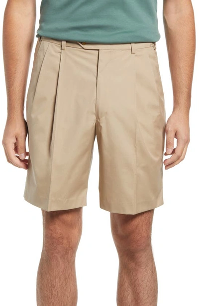 Berle Prime Pleated Poplin Shorts In Tan