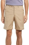 Berle Prime Flat Front Poplin Shorts In Tan