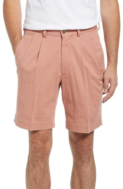 Berle Charleston Pleated Chino Shorts In Charleston Brick