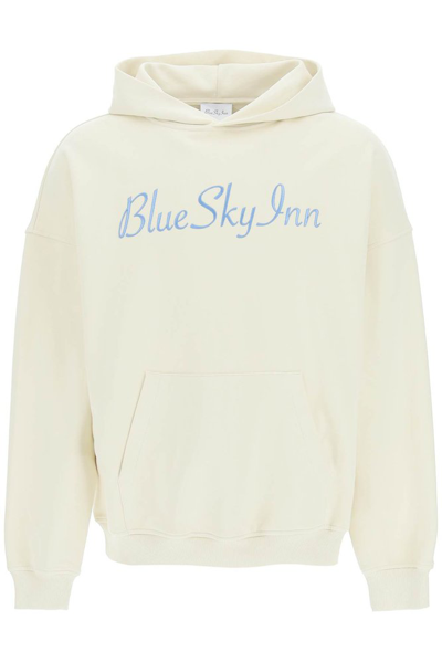 Blue Sky Inn Logo-embroidered Oversized Cotton-jersey Hoody In Beige