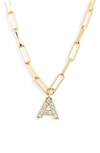 Nadri Pavé Initial Pendant Necklace In Gold A
