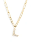 Nadri Pavé Initial Pendant Necklace In Gold L