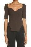 Khaite Ista Ribbed Bustier Sweater In Sienna